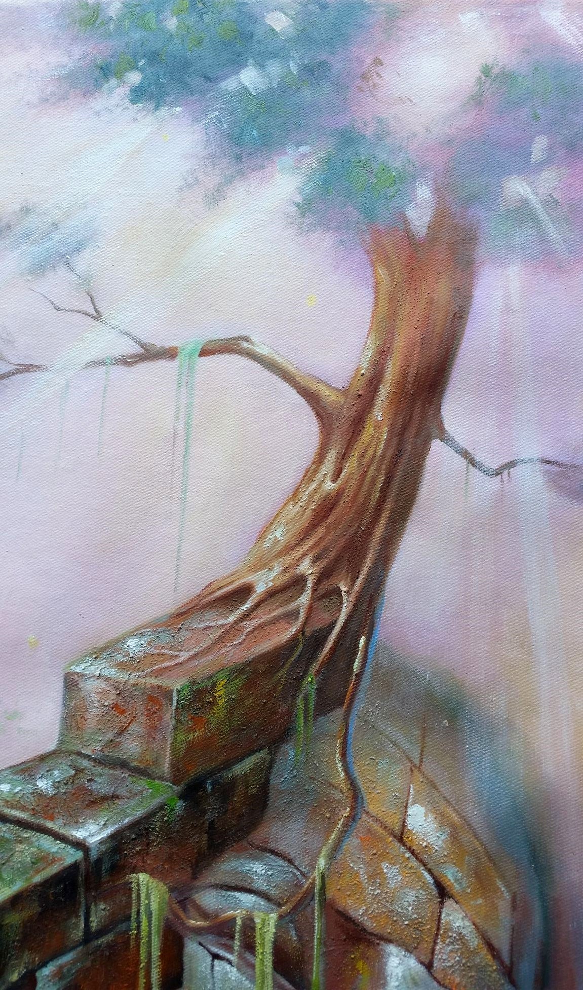Original Buddha & The Universe III Hand-Painted Oil Painting on Canvas Signed Unframed - RoseStraya.com