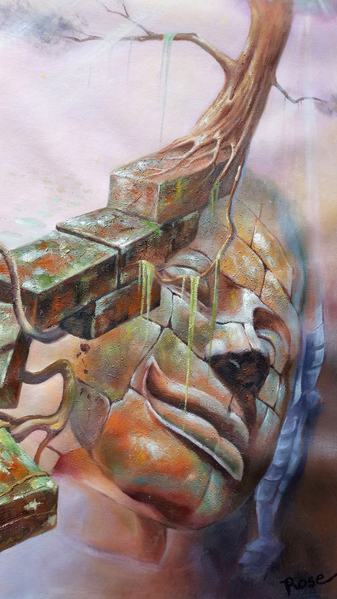 Original Buddha & The Universe III Hand-Painted Oil Painting on Canvas Signed Unframed - RoseStraya.com