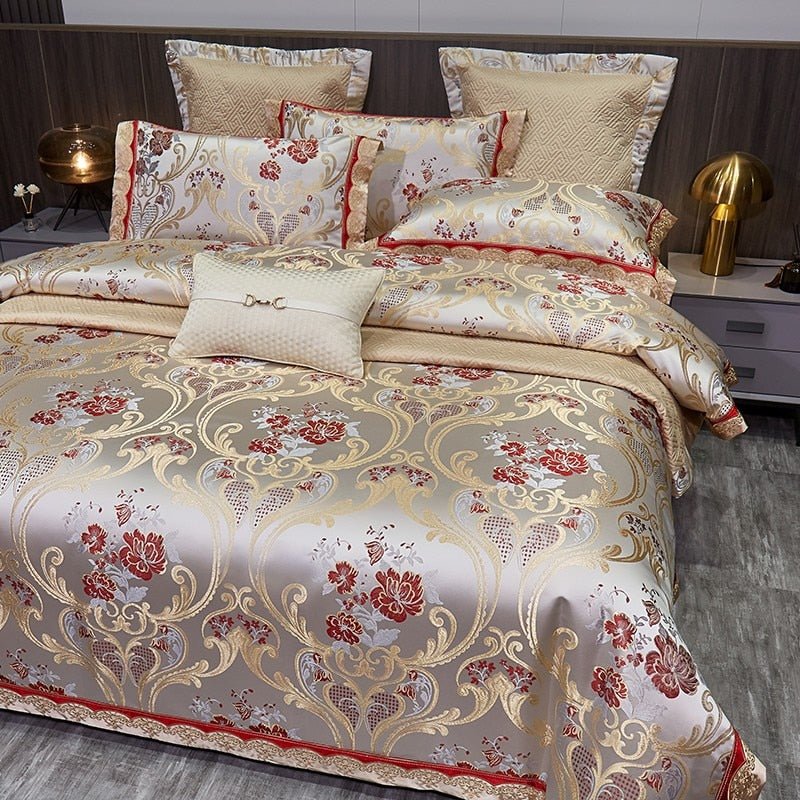 Raushan 1000TC Satin Jacquard Egyptian Cotton Luxury European Duvet Cover Sets - RoseStraya.com
