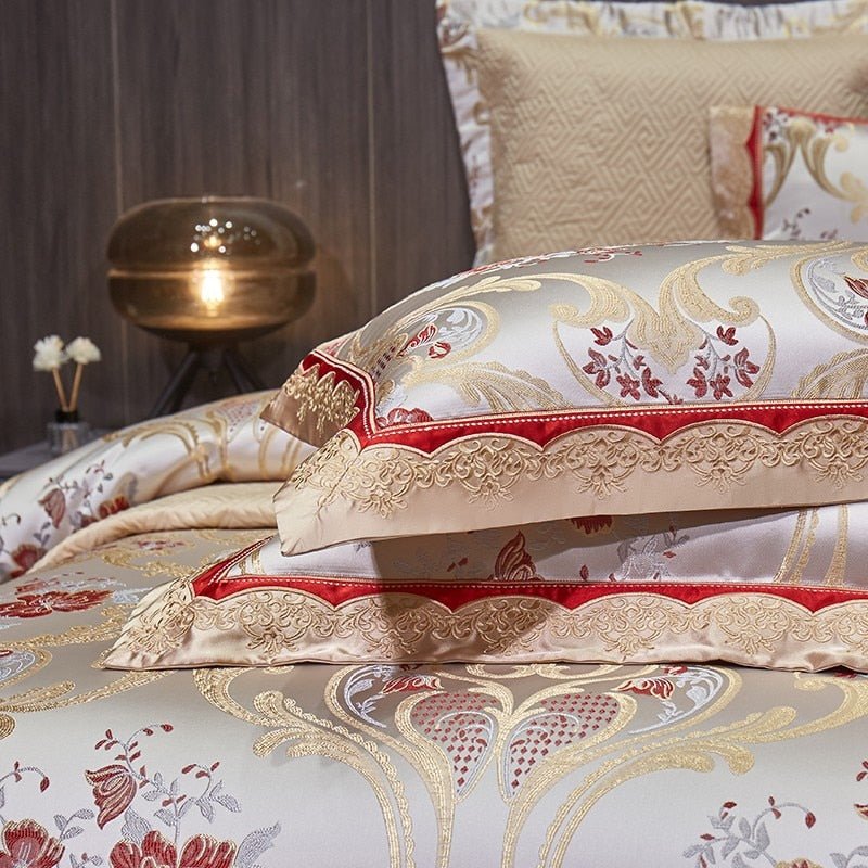 Raushan 1000TC Satin Jacquard Egyptian Cotton Luxury European Duvet Cover Sets - RoseStraya.com