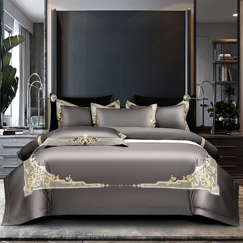 Reina Grey Luxury Egyptian Cotton Duvet Cover Set - RoseStraya.com