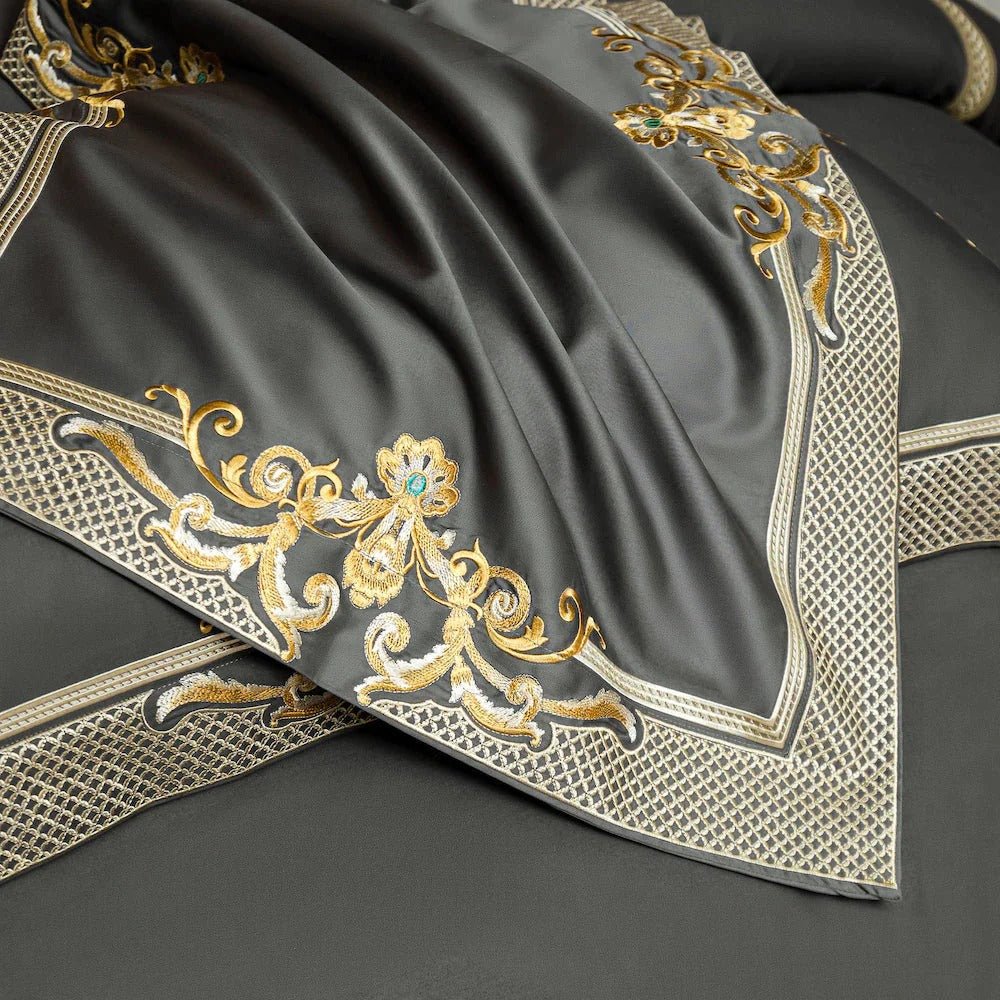 Reina Grey Luxury Egyptian Cotton Duvet Cover Set - RoseStraya.com
