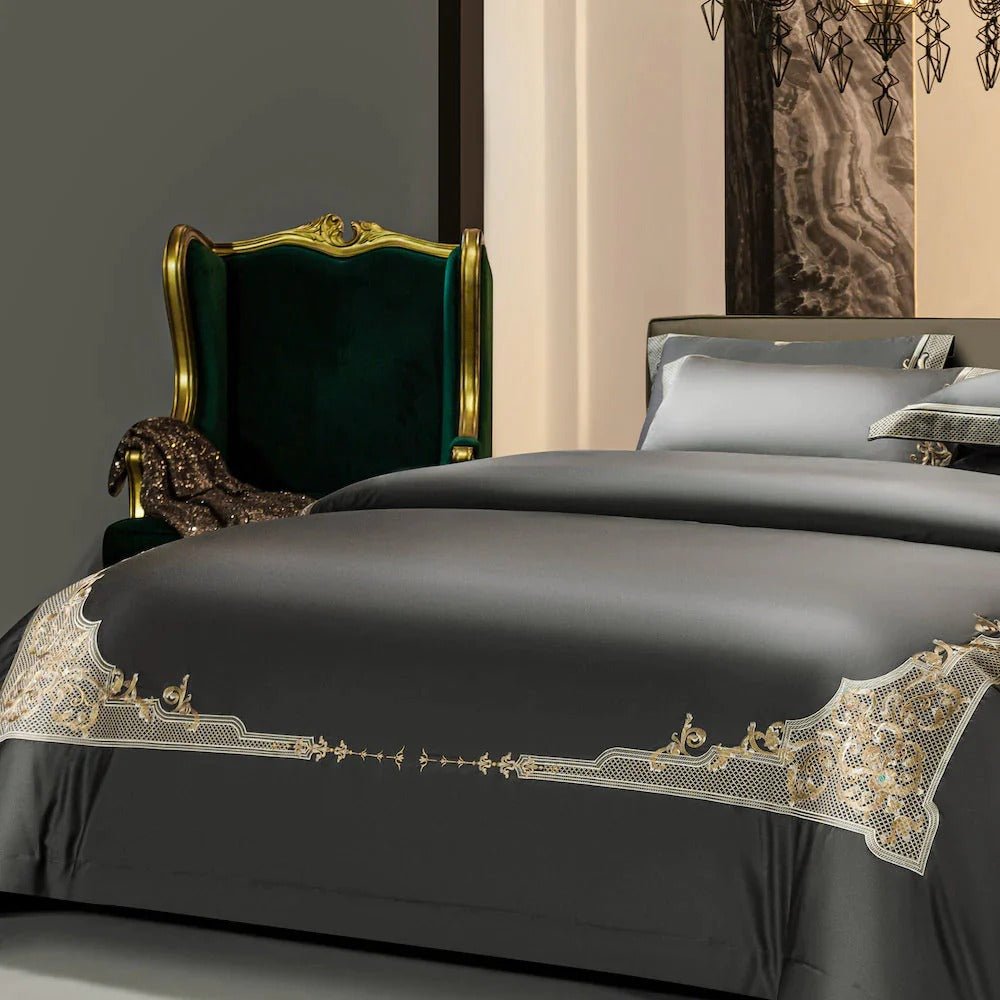 Reina Grey Luxury Egyptian Cotton Duvet Cover Set - RoseStraya.com