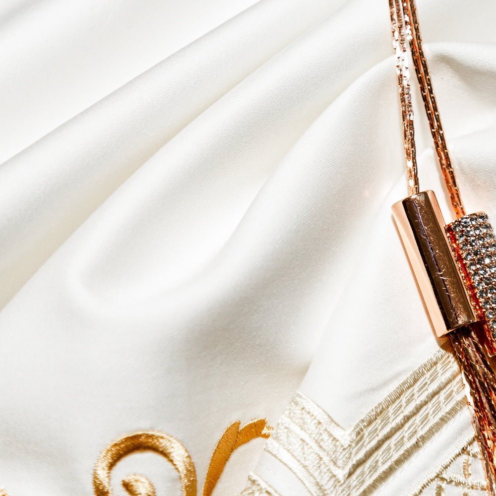 Reina White Luxury Egyptian Cotton Embroidery Duvet Cover Set - RoseStraya.com