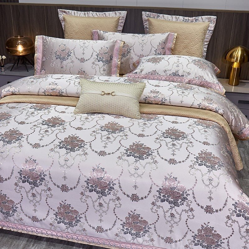 Roseo 1000TC Satin Jacquard Egyptian Cotton Luxury European Duvet Cover Sets - RoseStraya.com