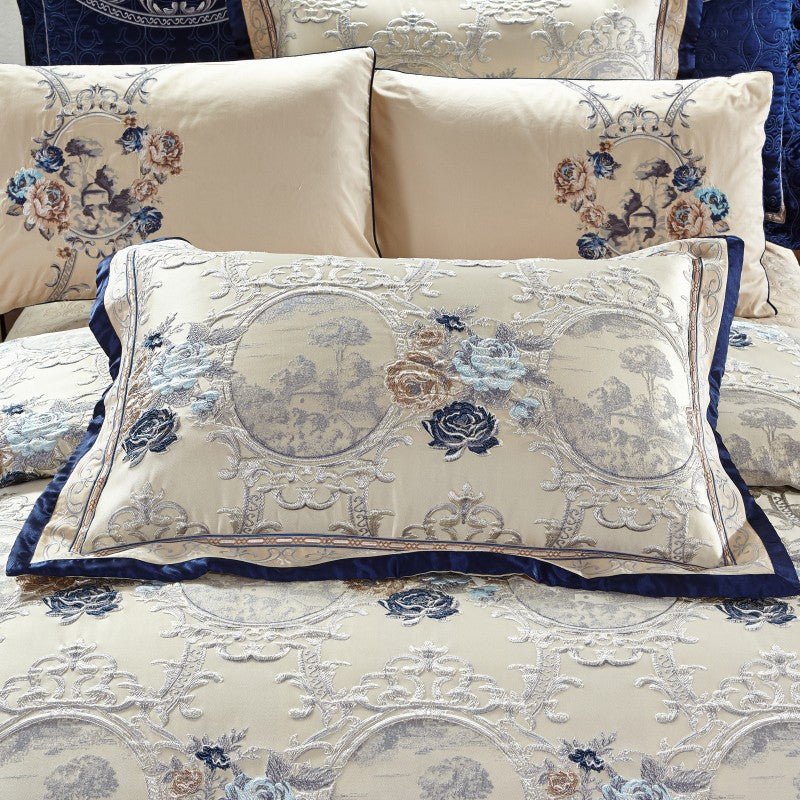 Rosina Satin Jacquard Egyptian Cotton Embroidered Duvet Cover Set - RoseStraya.com