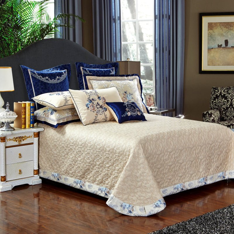 Rosina Satin Jacquard Egyptian Cotton Embroidered Duvet Cover Set - RoseStraya.com