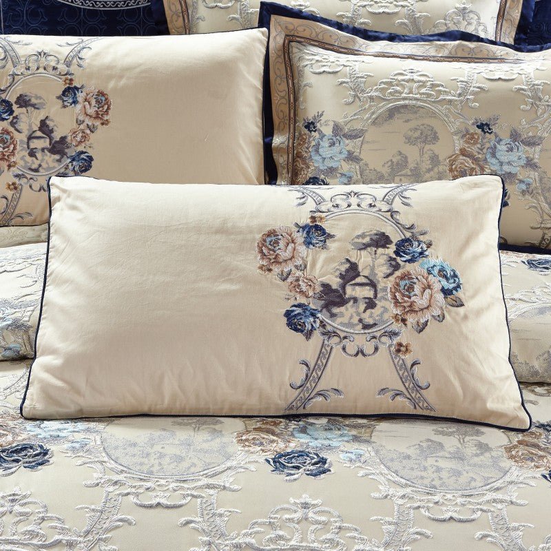 Rosina Satin Jacquard Egyptian Cotton Embroidered Duvet Cover Set - RoseStraya.com