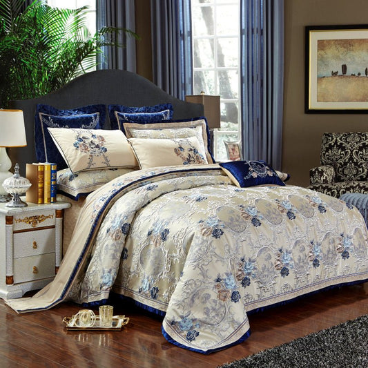 Rosina Satin Jacquard Egyptian Cotton Embroidered Duvet Cover Set - RoseStraya.com