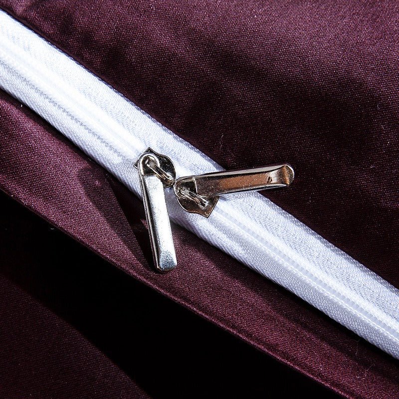 Salome Sangria Egyptian Cotton Luxury Embroidery Duvet Cover Set - RoseStraya.com