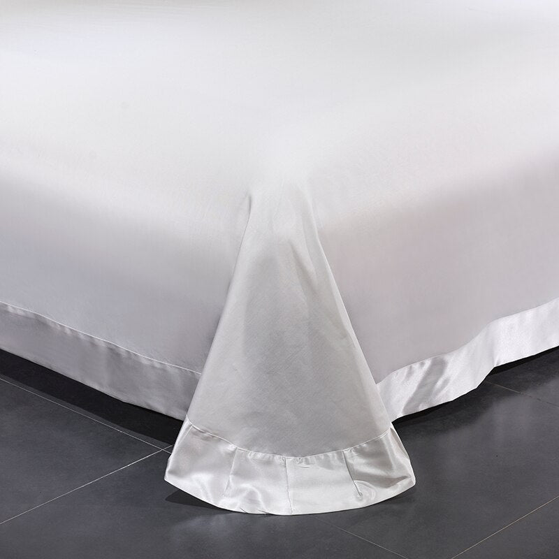 Saraga White Silver Silk Cotton Luxury Butterfly Duvet Cover set - RoseStraya.com