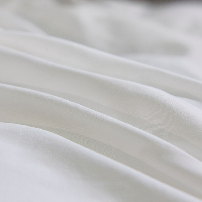 Saraga White Silver Silk Cotton Luxury Butterfly Duvet Cover set - RoseStraya.com