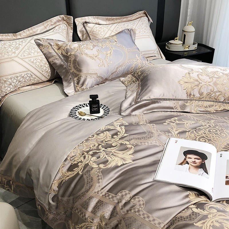 Serenus Egyptian Cotton Satin Jacquard Duvet Cover Set - RoseStraya.com