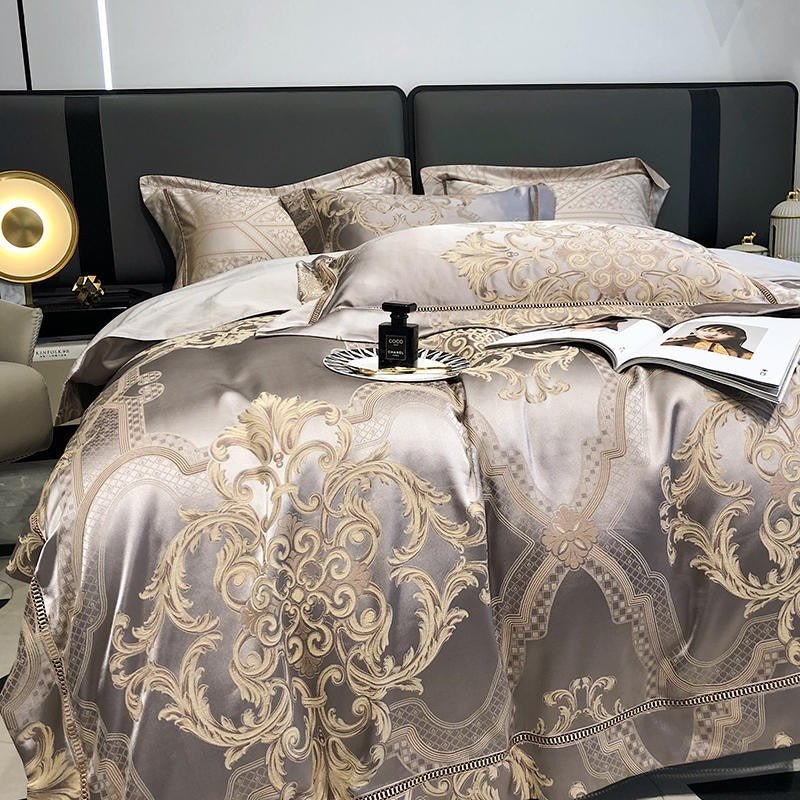 Serenus Egyptian Cotton Satin Jacquard Duvet Cover Set - RoseStraya.com