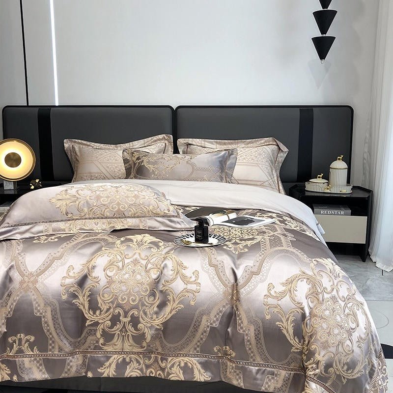 Serenus Egyptian Cotton Satin Jacquard Duvet Cover Set - RoseStraya.com
