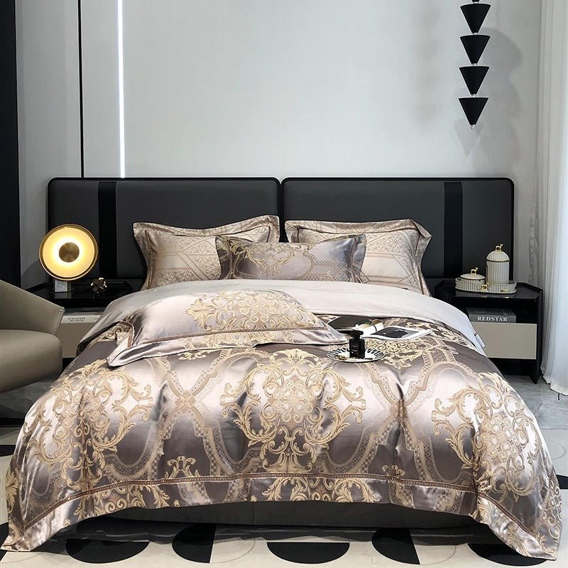 Serenus Egyptian Cotton Satin Jacquard Duvet Cover Set - RoseStraya.com