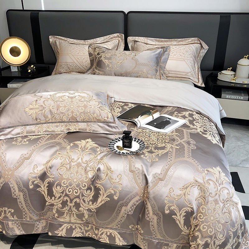 Serenus Egyptian Cotton Satin Jacquard Duvet Cover Set - RoseStraya.com