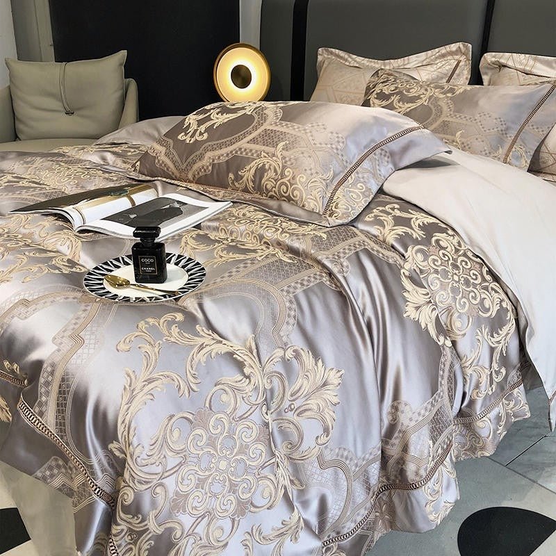 Serenus Egyptian Cotton Satin Jacquard Duvet Cover Set - RoseStraya.com