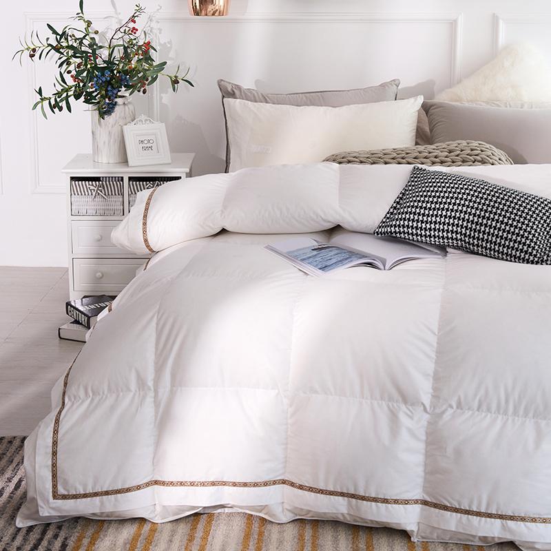 Silika Embellished Border Quilted Cotton Goose Down Comforter - RoseStraya.com