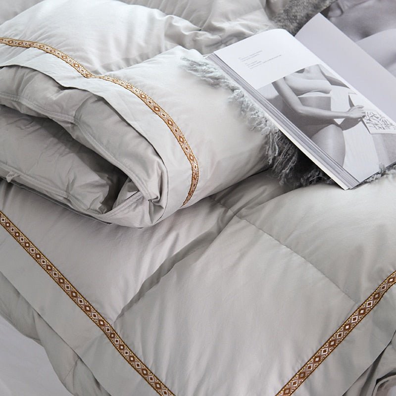 Silika Embellished Border Quilted Cotton Goose Down Comforter - RoseStraya.com