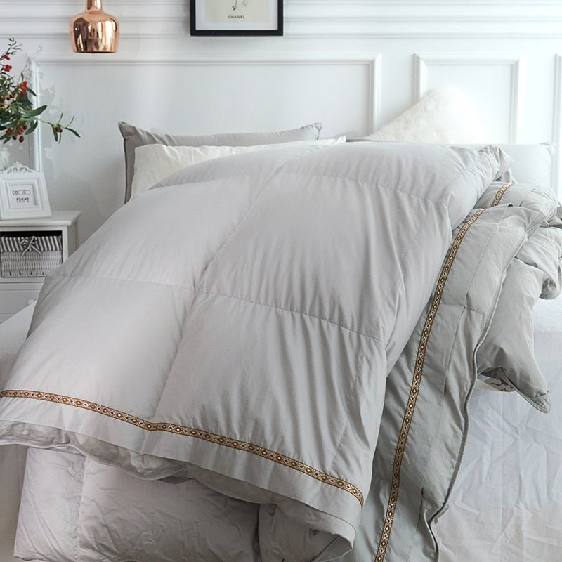 Silika Embellished Border Quilted Cotton Goose Down Comforter - RoseStraya.com