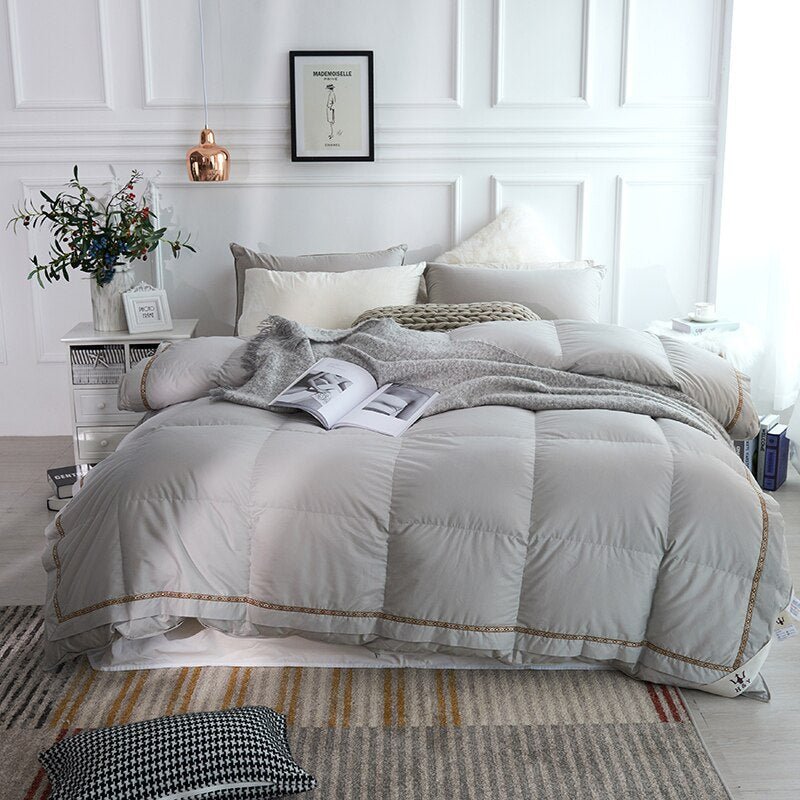 Silika Embellished Border Quilted Cotton Goose Down Comforter - RoseStraya.com