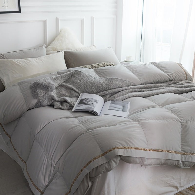 Silika Embellished Border Quilted Cotton Goose Down Comforter - RoseStraya.com