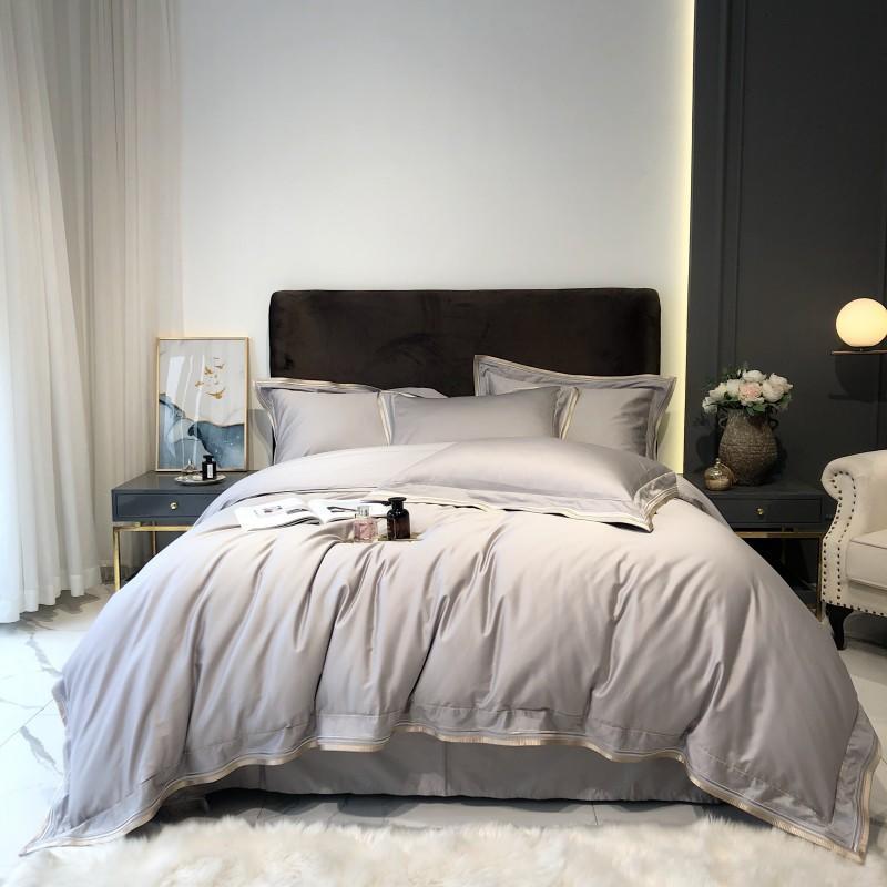 Skylet Modern Threadwork Border Egyptian Cotton Duvet Cover Set - RoseStraya.com
