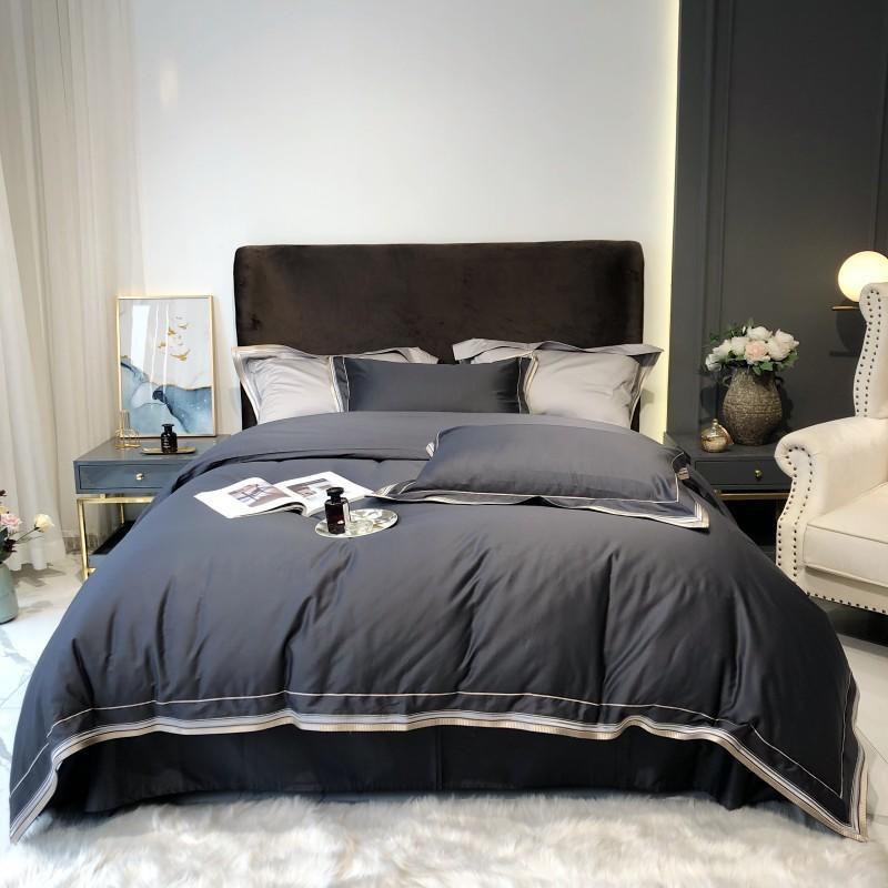 Skylet Modern Threadwork Border Egyptian Cotton Duvet Cover Set - RoseStraya.com