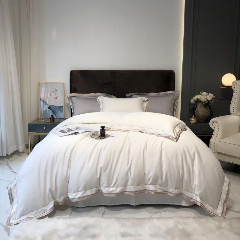 Skylet Modern Threadwork Border Egyptian Cotton Duvet Cover Set - RoseStraya.com