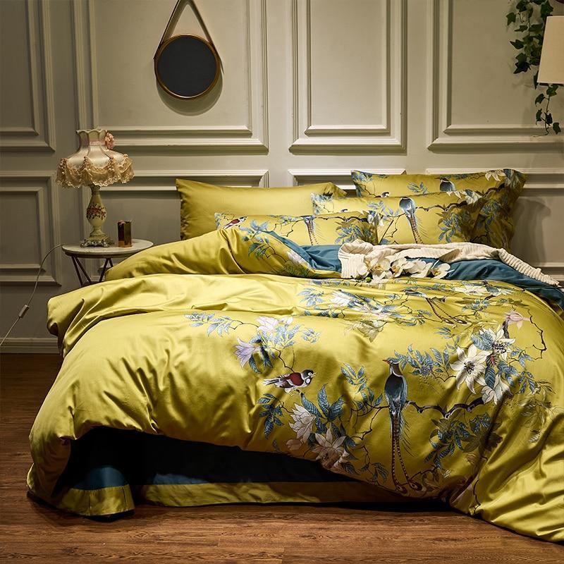 Solaroza Yellow Silky Egyptian Cotton Duvet Cover Set - RoseStraya.com