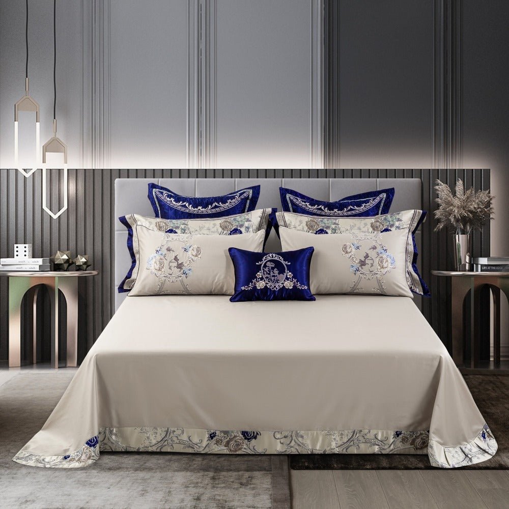 Suntory Oriental Satin Jacquard Egyptian Cotton Luxury Duvet Cover Set - RoseStraya.com