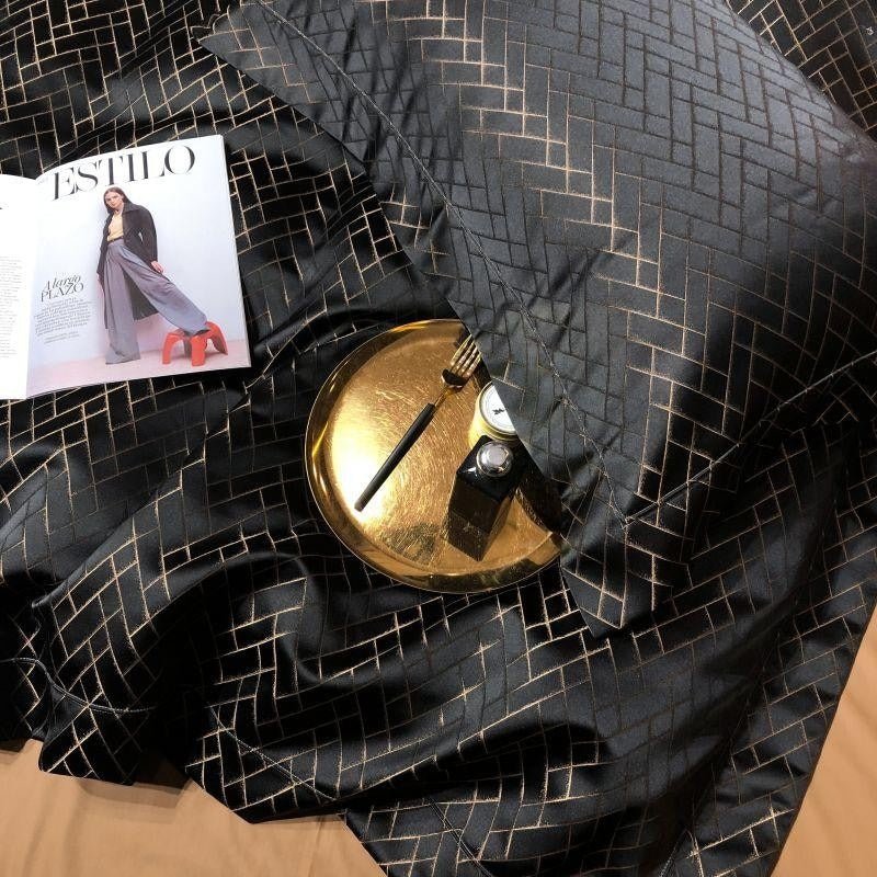 Thalia Black Satin Cotton Duvet Cover Set - RoseStraya.com