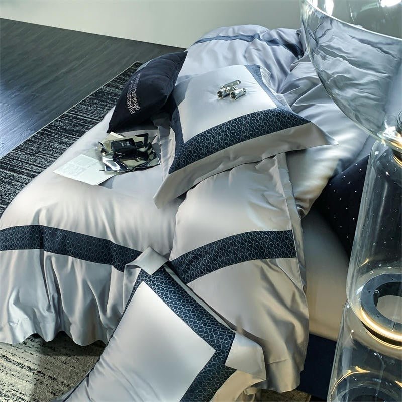 Timeless Silver Egyptian Cotton Luxury Hotel Duvet Cover Set - RoseStraya.com