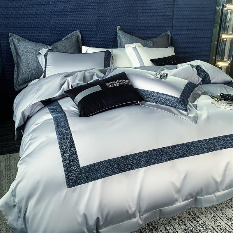 Timeless Silver Egyptian Cotton Luxury Hotel Duvet Cover Set - RoseStraya.com