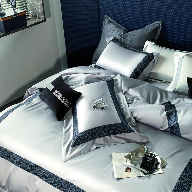 Timeless Silver Egyptian Cotton Luxury Hotel Duvet Cover Set - RoseStraya.com