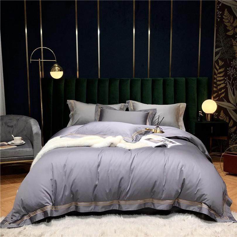 Toria Embroidered Lined Border Egyptian Cotton Duvet Cover Set - RoseStraya.com
