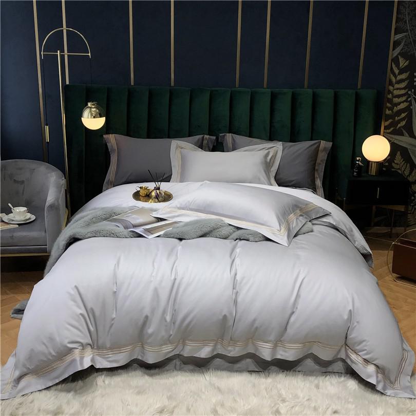 Toria Embroidered Lined Border Egyptian Cotton Duvet Cover Set - RoseStraya.com