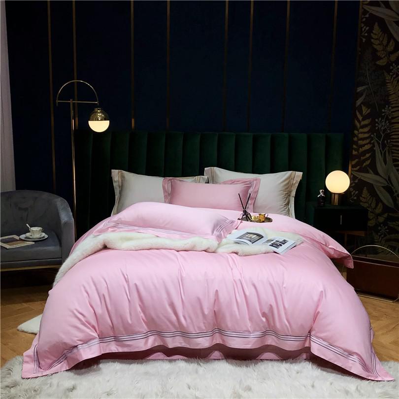 Toria Embroidered Lined Border Egyptian Cotton Duvet Cover Set - RoseStraya.com