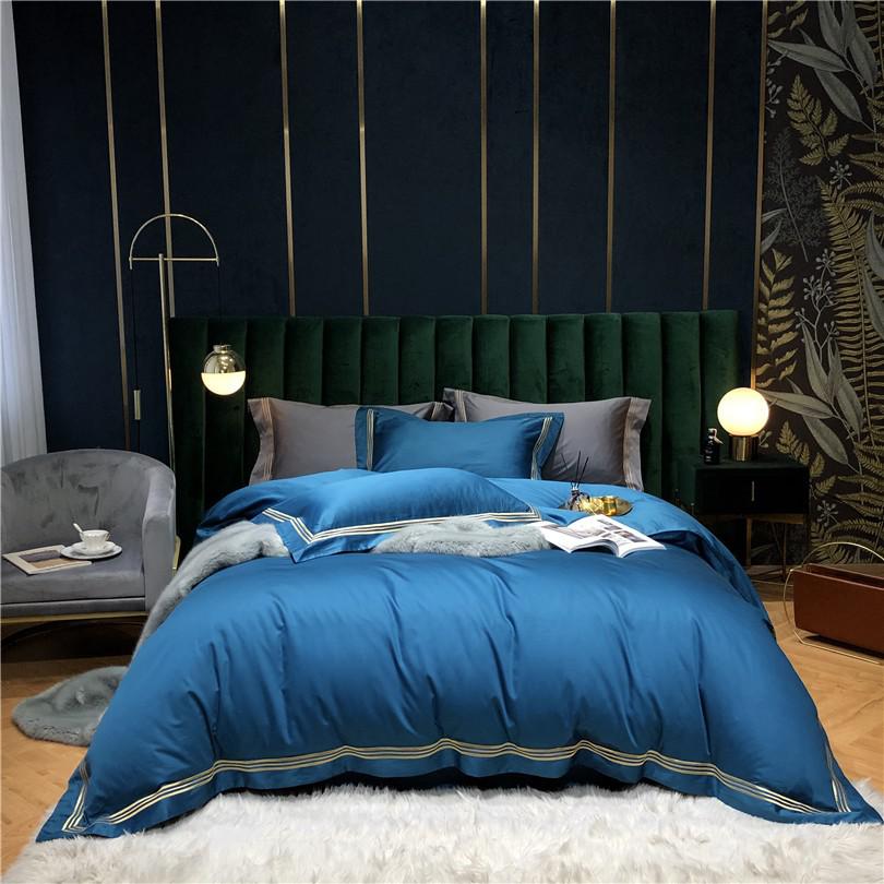Toria Embroidered Lined Border Egyptian Cotton Duvet Cover Set - RoseStraya.com