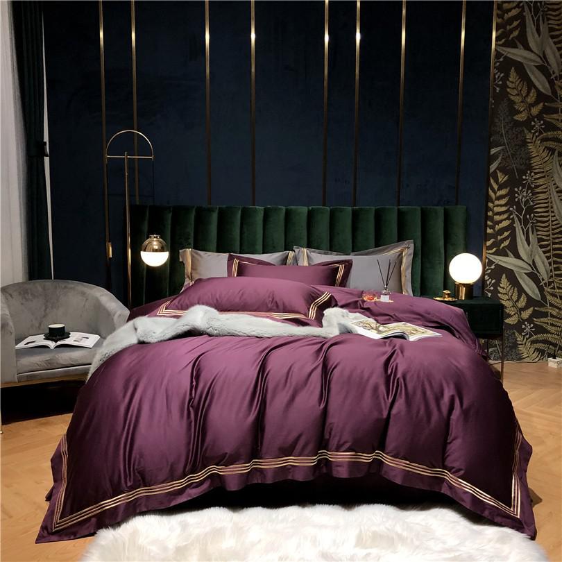 Toria Embroidered Lined Border Egyptian Cotton Duvet Cover Set - RoseStraya.com
