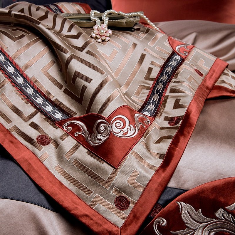 Ventura Luxury Jacquard Egyptian Cotton Embroidery Duvet Cover Set - RoseStraya.com