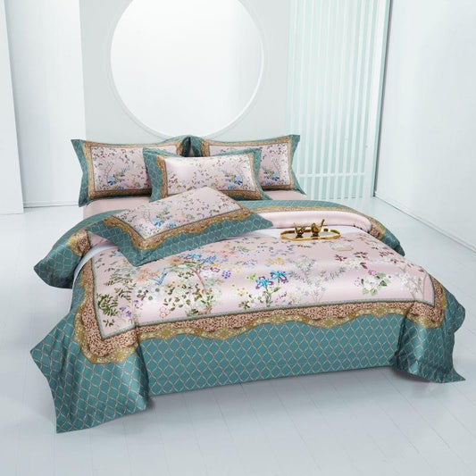 Viorel Hybrid Floral Diamond Printed Silky Egyptian Cotton Duvet Cover Set - RoseStraya.com