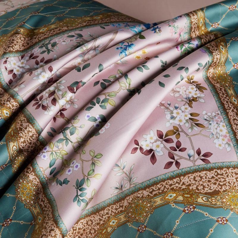 Viorel Hybrid Floral Diamond Printed Silky Egyptian Cotton Duvet Cover Set - RoseStraya.com