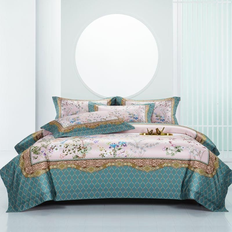Viorel Hybrid Floral Diamond Printed Silky Egyptian Cotton Duvet Cover Set - RoseStraya.com