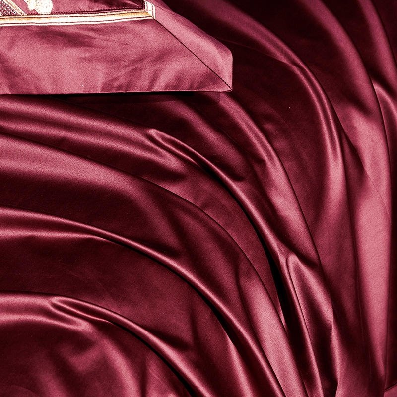Yara Burgundy Red Luxury Egyptian Cotton Embroidery Duvet Cover Set - RoseStraya.com