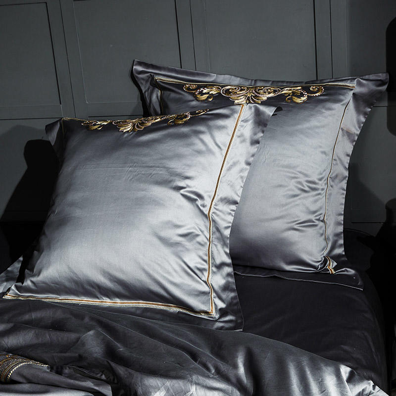 Yara Vibrant Grey Luxury Egyptian Cotton Embroidery Duvet Cover Set - RoseStraya.com