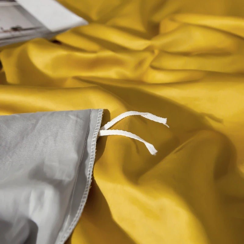 Zerua Gold Silver Reversible Egyptian Cotton Duvet Cover Set - RoseStraya.com