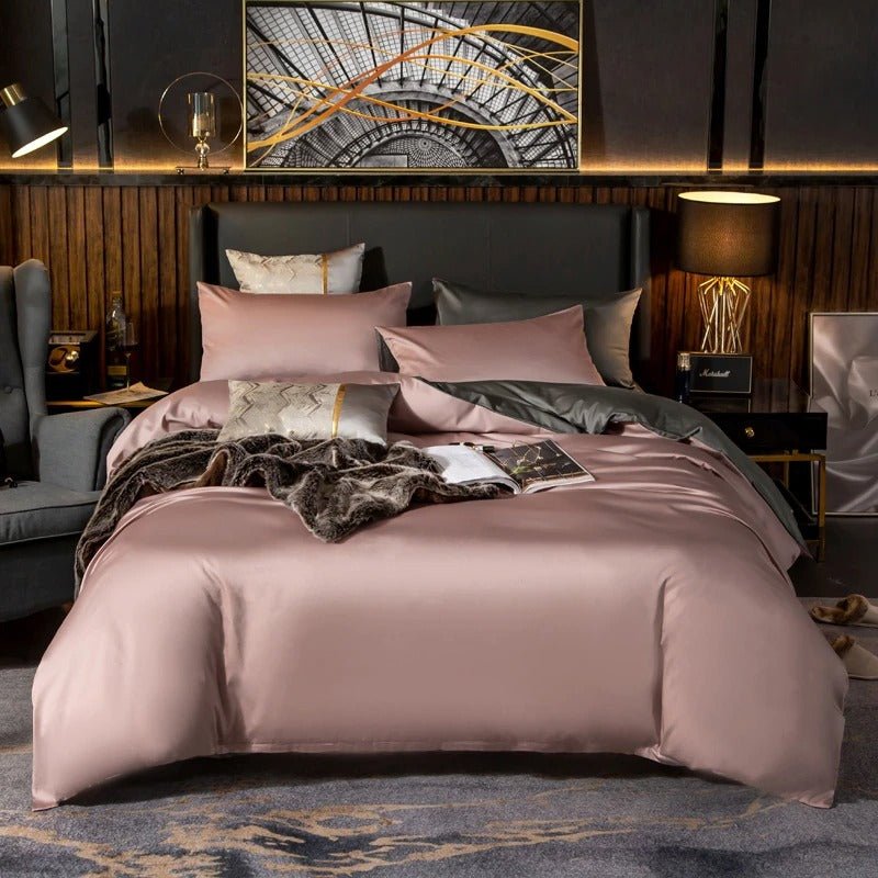 Zerua Rose Grey Reversible Egyptian Cotton Duvet Cover Set - RoseStraya.com