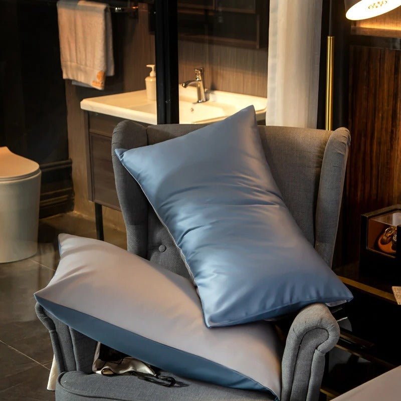 Zerua Sky Blue Silver Reversible Egyptian Cotton Duvet Cover Set - RoseStraya.com